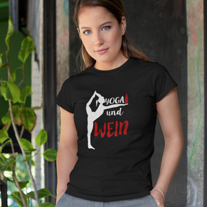 Yoga- und Weinliebe - T-Shirt Damen