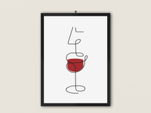 Laden Sie das Bild in den Galerie-Viewer, Wine line art - Wandbild ohne Rahmen