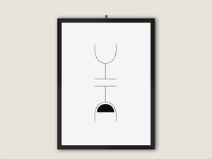 Pessimistisches Weinglas - Wandbild ohne Rahmen