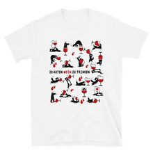 Laden Sie das Bild in den Galerie-Viewer, Lustiges T-Shirt mit Katzen und Wein - 20 Katzen trinken Wein auf verschiedenste Weise