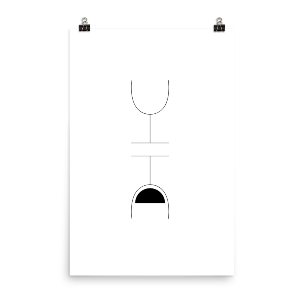 Pessimistisches Weinglas - Wandbild ohne Rahmen