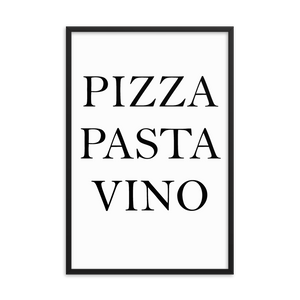 Pizza Pasta Vino - Wandbild mit Rahmen