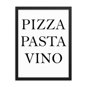Pizza Pasta Vino - Wandbild mit Rahmen