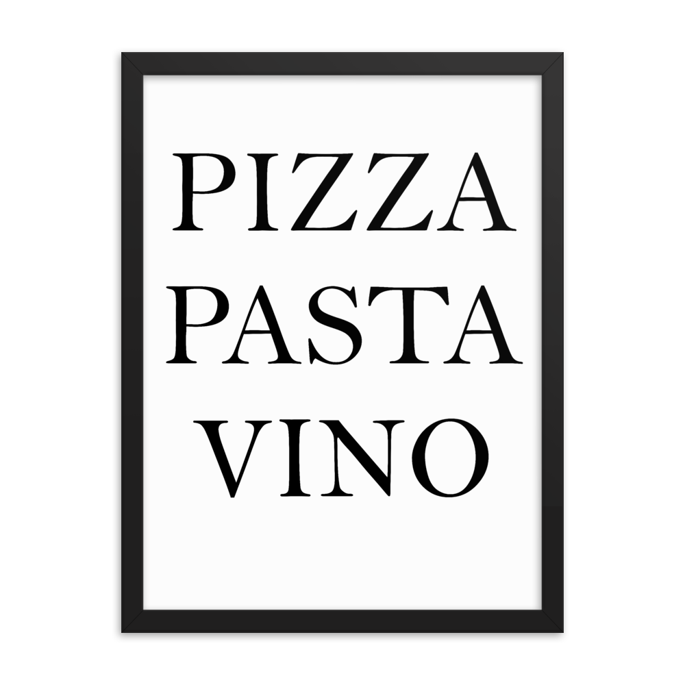 Pizza Pasta Vino - Wandbild mit Rahmen