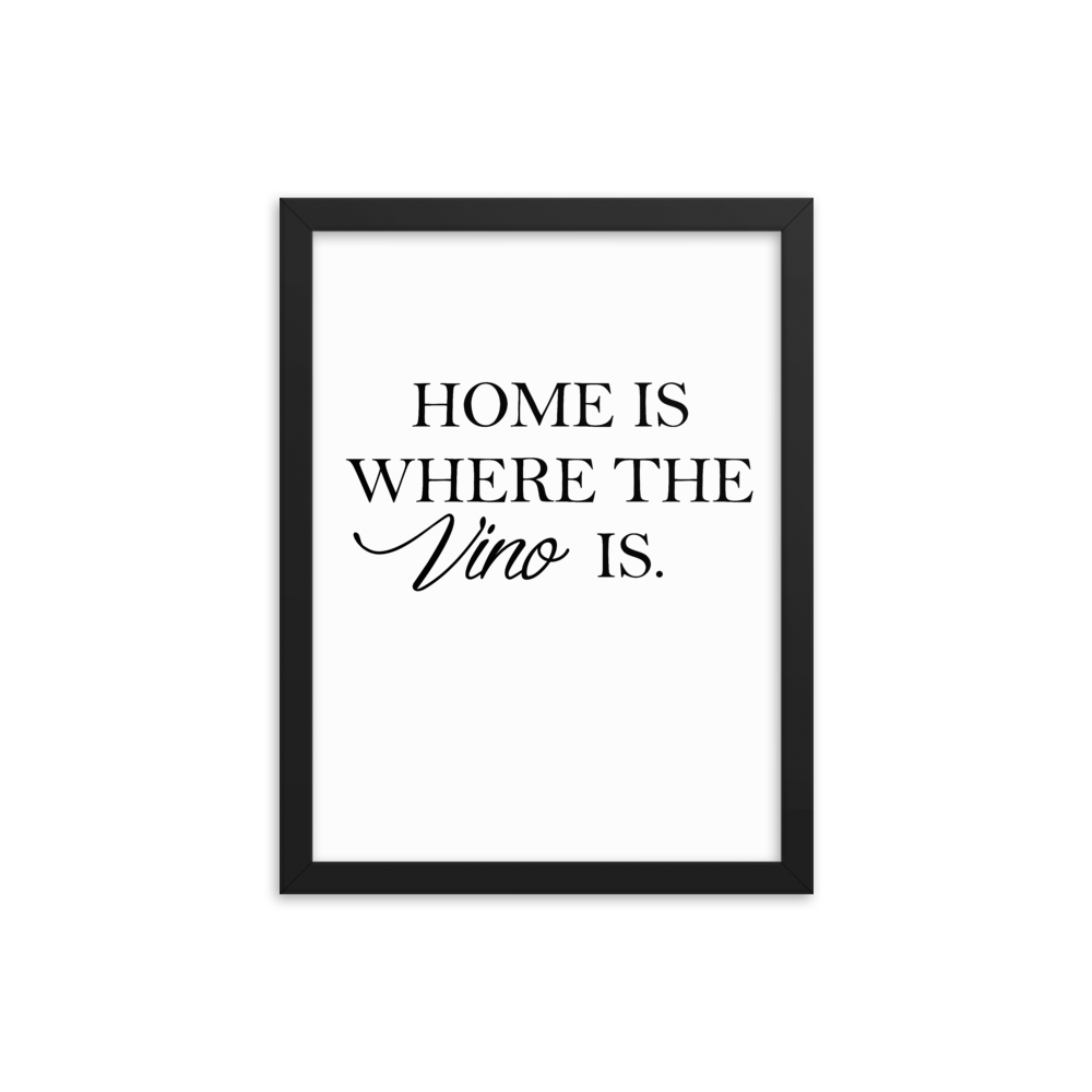 Home is where the vino is - Wandbild mit Rahmen