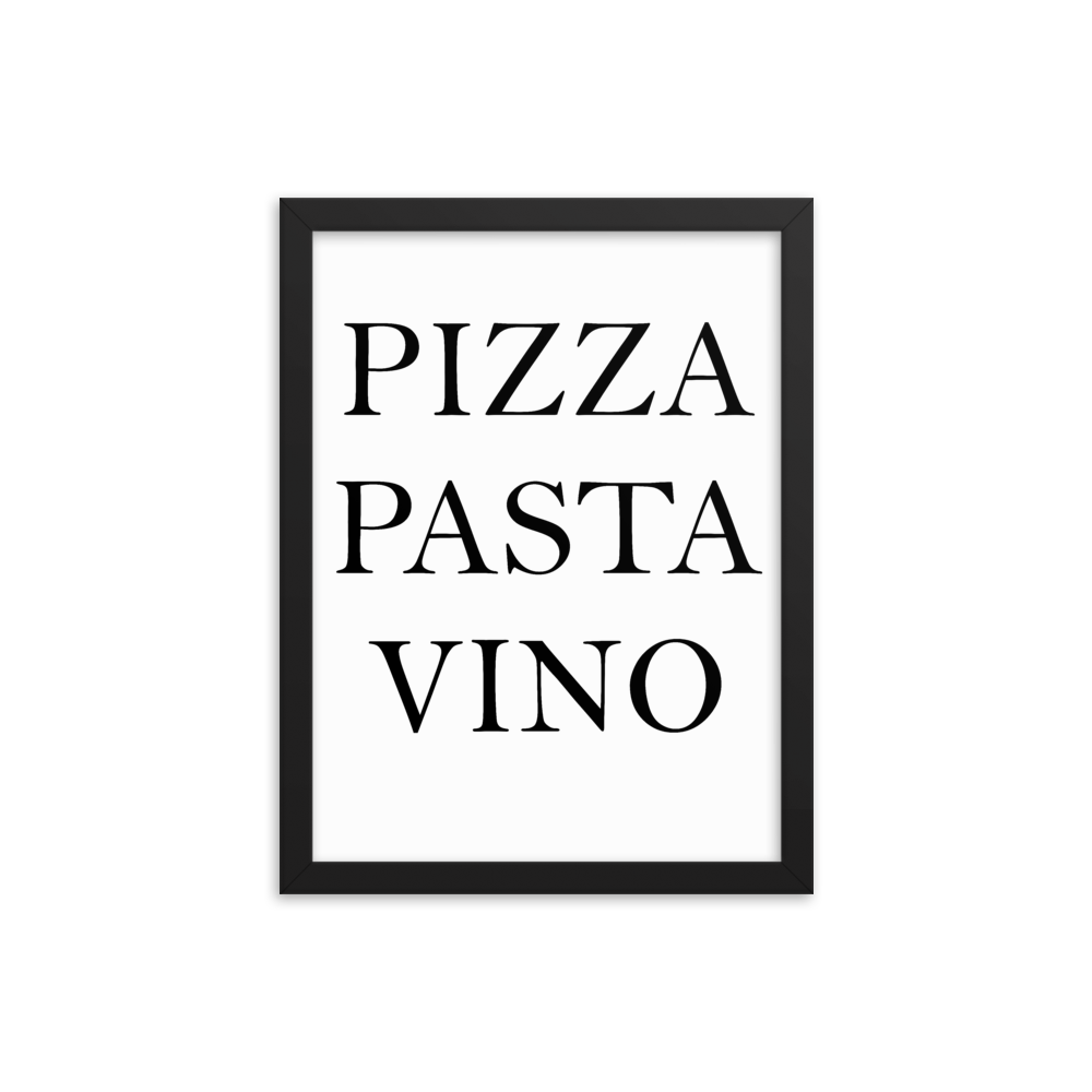 Pizza Pasta Vino - Wandbild mit Rahmen