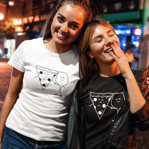 Pizza- und Weinliebe - T-Shirt Damen